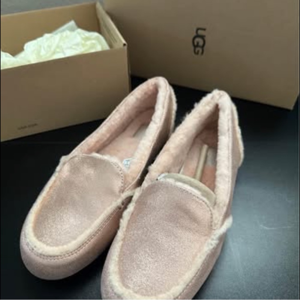 UGG HAILEY METALLIC WOMEN SHOES SUEDE PLATINUM in PINK